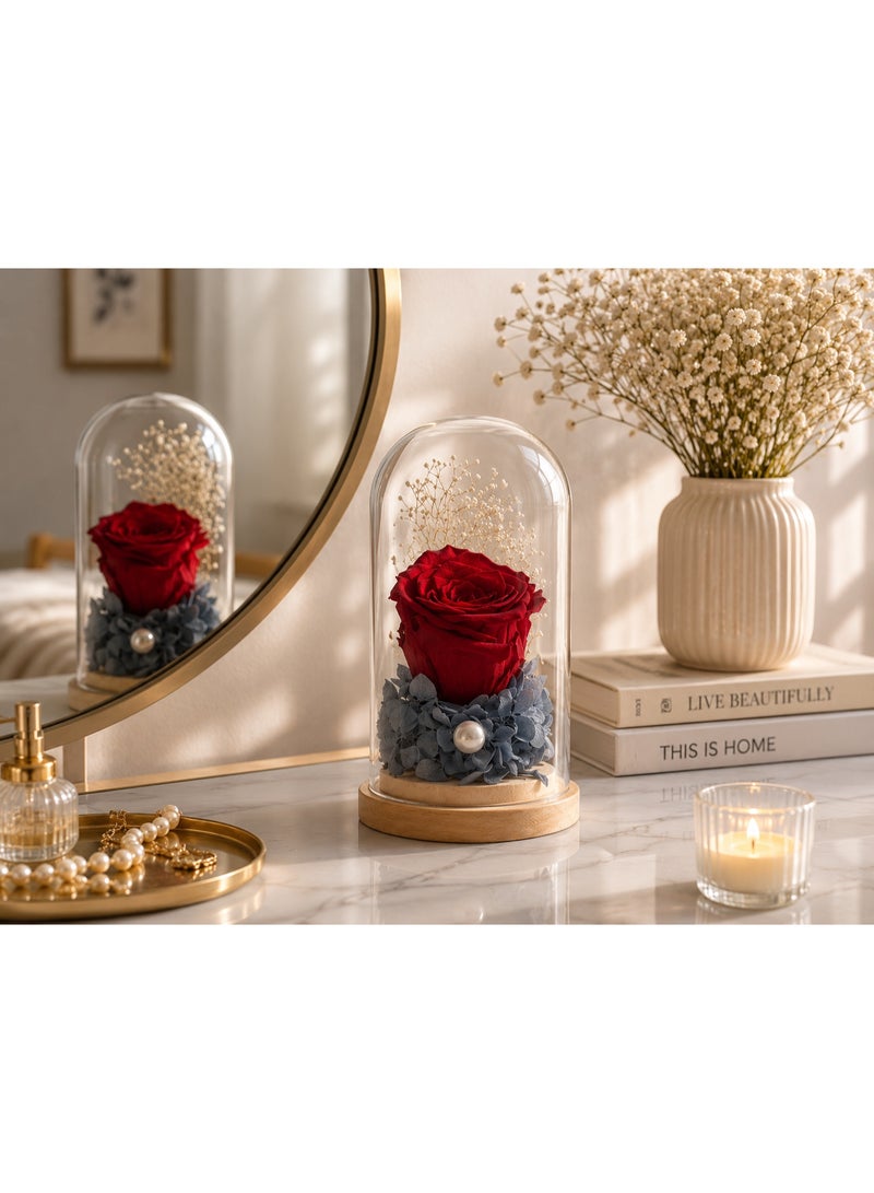 RAFAL Forever Red Rose in Glass Dome – Preserved Eternal Single Rose Lasts up to 2 Years, Premium Natural Flower, Luxury Romantic Gift, Elegant Table Decor for Special Occasions - Image 2