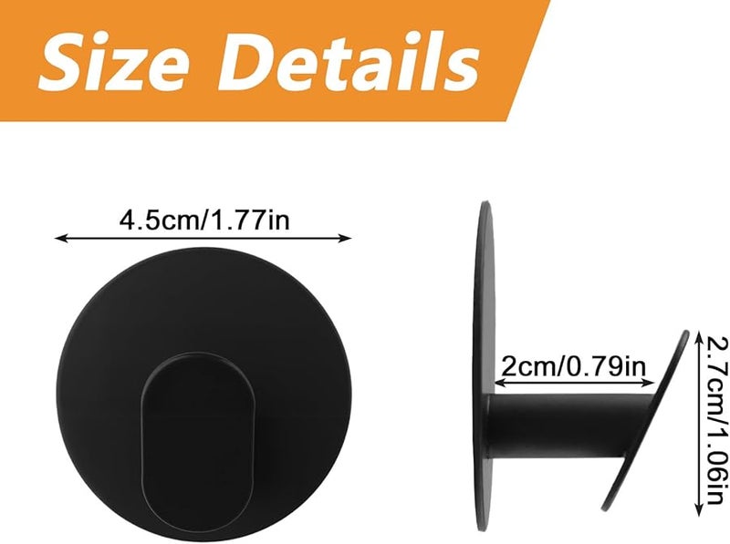 4 قطع خطافات لاصقة من الفولاذ المقاوم للصدأ الأسود، مقاومة للماء، مثبتة على الحائط للمناشف والقبعات والحقائب - Image 3