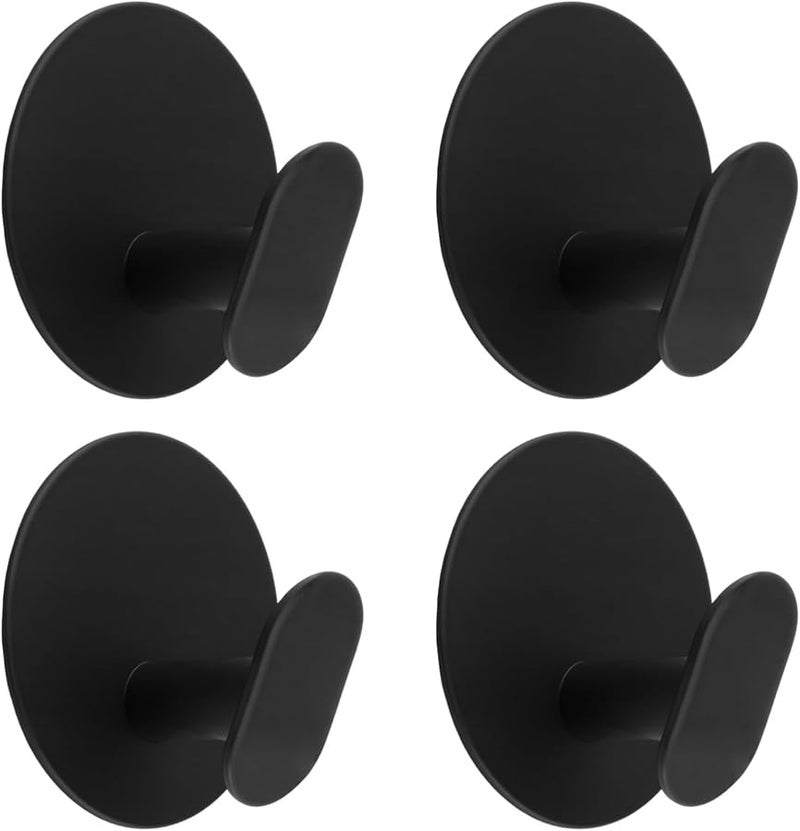 4 قطع خطافات لاصقة من الفولاذ المقاوم للصدأ الأسود، مقاومة للماء، مثبتة على الحائط للمناشف والقبعات والحقائب - Image 2