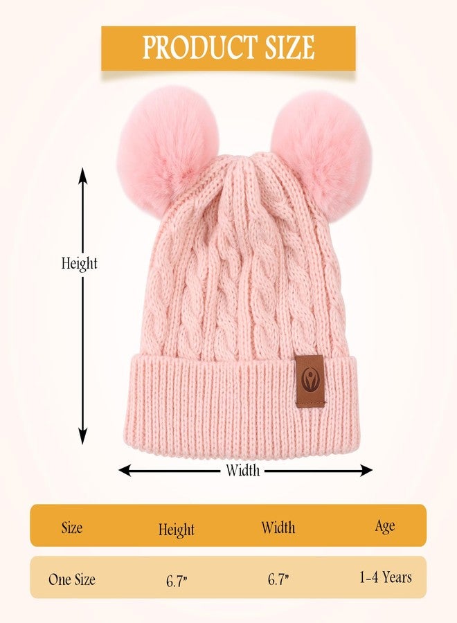 Pesaat Warm Toddler Girl Beanie Knit Winter Hats for Kids Twist Baby Boys Girls Hat 1-4 Years (Pink) - Image 5
