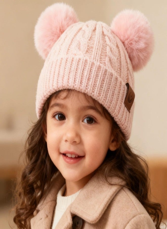 Pesaat Warm Toddler Girl Beanie Knit Winter Hats for Kids Twist Baby Boys Girls Hat 1-4 Years (Pink) - Image 2