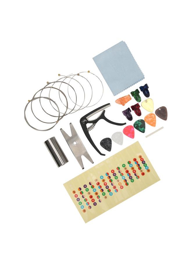 Electric Guitar Accessory Kit Replacement Pack with Tuner Capo String Wrench Scale Sticker
