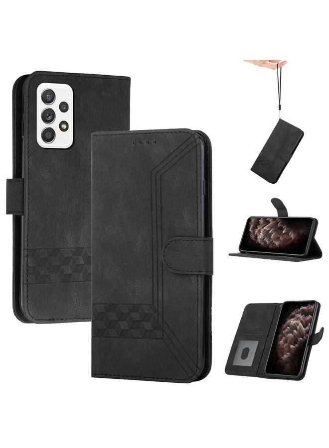 erorex Case For Samsung Galaxy A53 5G Cubic Skin Feel Flip Leather Phone Case - Image 1