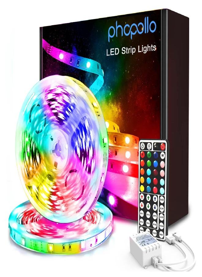phopollo phopollo LED Strip Lights 32.8ft, Color Changing LED Lights for Bedroom, Kitchen, Cabinet Decoration, with 12V Power Supply and 44-Key Remote  - Image 1