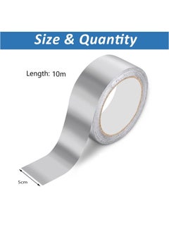 MileMelo 2-Piece Aluminum Foil Duct Tape Silver Heat Resistant Tape Aluminum Waterproof Butyl Tape Self-Adhesive Exhaust Pipe Insulation Tape Gaffer Tape for Duct Pipe Dryer Sealing Repairing, 50mm x 10m  - Image 2