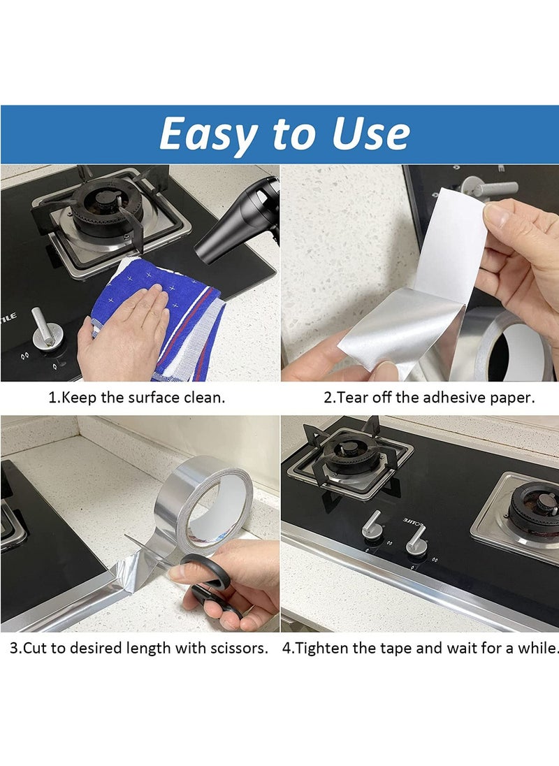 MileMelo 2-Piece Aluminum Foil Duct Tape Silver Heat Resistant Tape Aluminum Waterproof Butyl Tape Self-Adhesive Exhaust Pipe Insulation Tape Gaffer Tape for Duct Pipe Dryer Sealing Repairing, 50mm x 10m  - Image 4