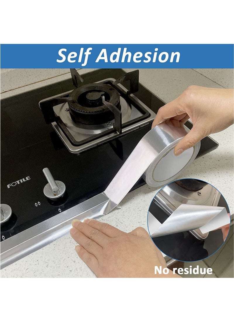 MileMelo 2-Piece Aluminum Foil Duct Tape Silver Heat Resistant Tape Aluminum Waterproof Butyl Tape Self-Adhesive Exhaust Pipe Insulation Tape Gaffer Tape for Duct Pipe Dryer Sealing Repairing, 50mm x 10m  - Image 5