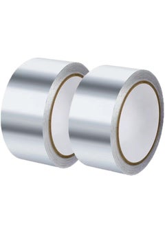 MileMelo 2-Piece Aluminum Foil Duct Tape Silver Heat Resistant Tape Aluminum Waterproof Butyl Tape Self-Adhesive Exhaust Pipe Insulation Tape Gaffer Tape for Duct Pipe Dryer Sealing Repairing, 50mm x 10m  - Image 1