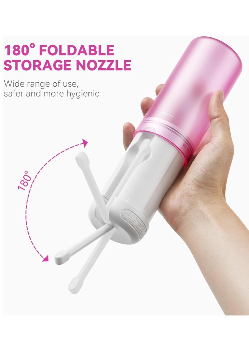 أونليماي فقط بيديه محمول - زجاجة خزان سعة 250 مل للنساء مع 5 أوضاع ضغط و8 فوهات قابلة للاستبدال وبطارية قابلة لإعادة الشحن بقوة 2000 مللي أمبير في الساعة للسفر والاستخدام بعد الولادة (أبيض) - Image 4