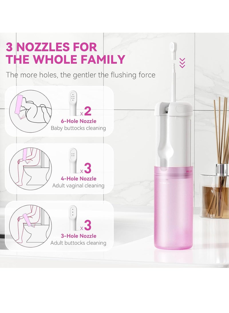 أونليماي فقط بيديه محمول - زجاجة خزان سعة 250 مل للنساء مع 5 أوضاع ضغط و8 فوهات قابلة للاستبدال وبطارية قابلة لإعادة الشحن بقوة 2000 مللي أمبير في الساعة للسفر والاستخدام بعد الولادة (أبيض) - Image 2