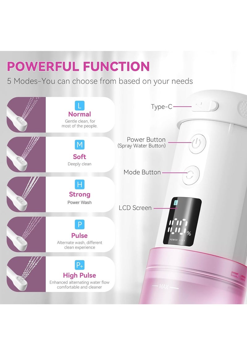 أونليماي فقط بيديه محمول - زجاجة خزان سعة 250 مل للنساء مع 5 أوضاع ضغط و8 فوهات قابلة للاستبدال وبطارية قابلة لإعادة الشحن بقوة 2000 مللي أمبير في الساعة للسفر والاستخدام بعد الولادة (أبيض) - Image 3