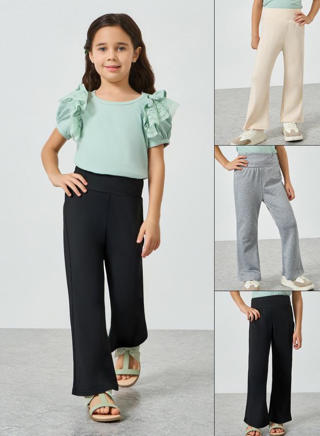 Styli Pack Of 3 - Girls Flared Leggings - Image 1