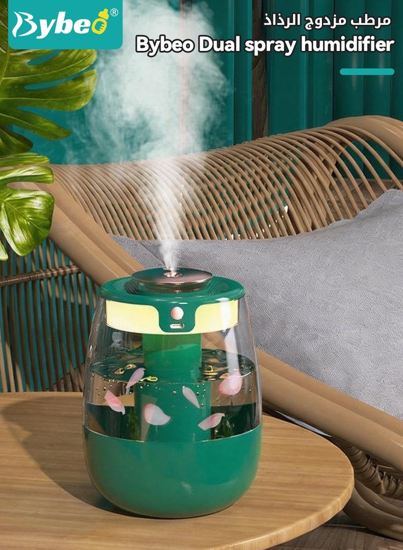 Bybeo 2L Ultrasonic Air Humidifier, Baby Humidifier for Bedroom Baby Room with UV Disinfection Light, Dual Spray Humidifier for Baby Nursery, Cool Mist Air Humidifier or Home, Office & Plant with 3 Mist Modes, Ultra Quiet, Type-C Rechargeable - Image 2