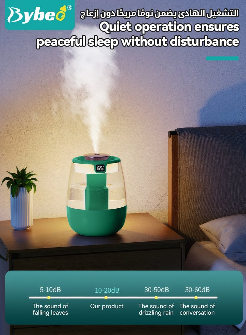 Bybeo 2L Ultrasonic Air Humidifier, Baby Humidifier for Bedroom Baby Room with UV Disinfection Light, Dual Spray Humidifier for Baby Nursery, Cool Mist Air Humidifier or Home, Office & Plant with 3 Mist Modes, Ultra Quiet, Type-C Rechargeable - Image 5