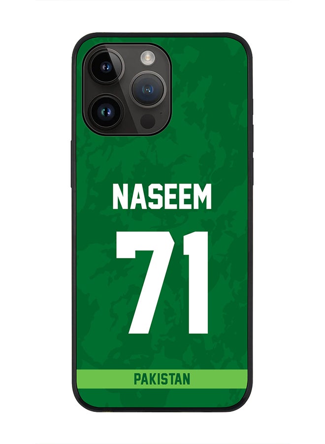 Stylizedd Rugged Black Edge Case iPhone 14 Pro Max, Slim fit Soft Case Flexible Rubber Edges Thin Cover - Player Name - Naseem Shah, Jersey Number- 71 - Image 1