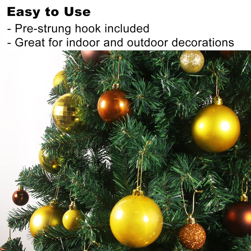 GameXcel Bronze & Gold 2.5"" Christmas Balls Christmas Tree Decoration Ornaments Shatterproof Hanging Balls For Birthday Wedding Halloween Holiday Decorations Set Of 36Pcs - Image 5