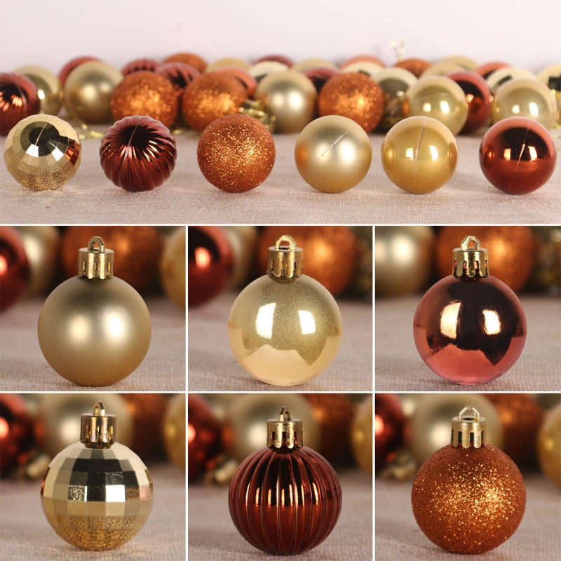 GameXcel Bronze & Gold 2.5"" Christmas Balls Christmas Tree Decoration Ornaments Shatterproof Hanging Balls For Birthday Wedding Halloween Holiday Decorations Set Of 36Pcs - Image 1