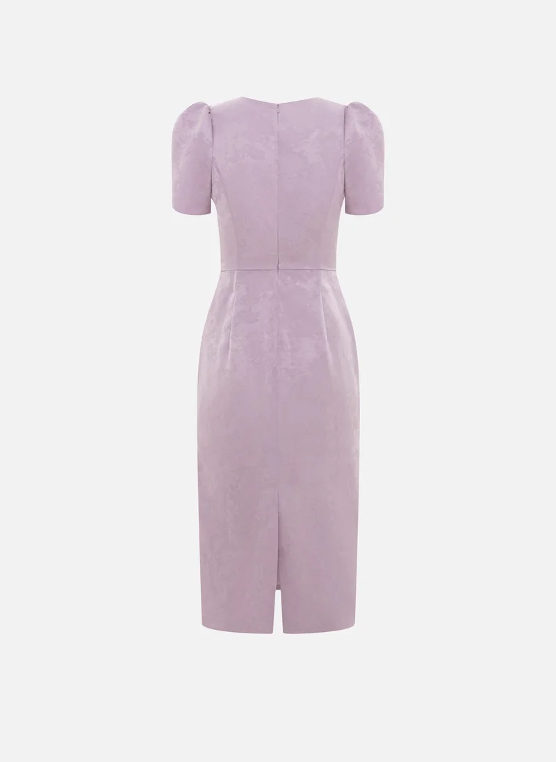 Lichi  Midi dress with voluminous short sleeves and a straight skirt for Women | Best Price UAE