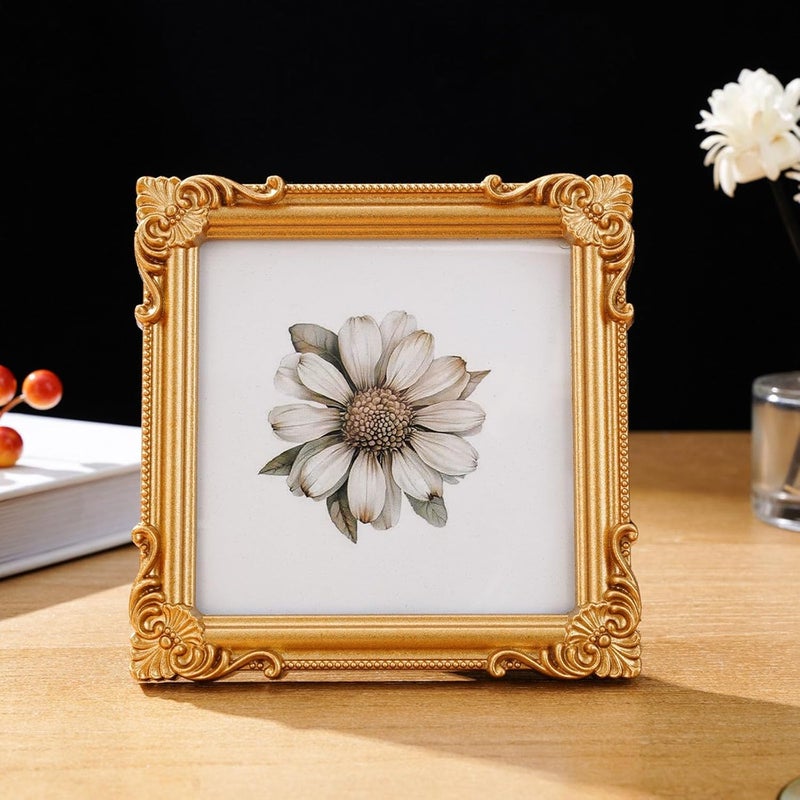 Ywmsfl Retro Picture Frame, Minis Antique Ornate Photo for Tabletop Wall Display, Old Fashioned Photo Gallery Art Decors Retro Picture - Image 3