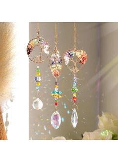 Generic 3pcs Tree of Life Chakra Crystal Suncatcher Windows Hanging Sun Catchers Decor with Prisms for Car, Feng Shui House Warming  - Image 2