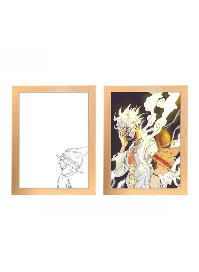 general Five-speed Luffy One Piece ins creative lighting painting diy night light rechargeable artistic atmosphere luminous painting hanging painting - Image 1