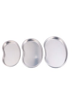 Y&D 3Pcs Kidney Tray Stainless Steel Emesis Basin Shaped Metal Dish Tattoo Flat Plate for Soiled Dressing Waste  - Image 1
