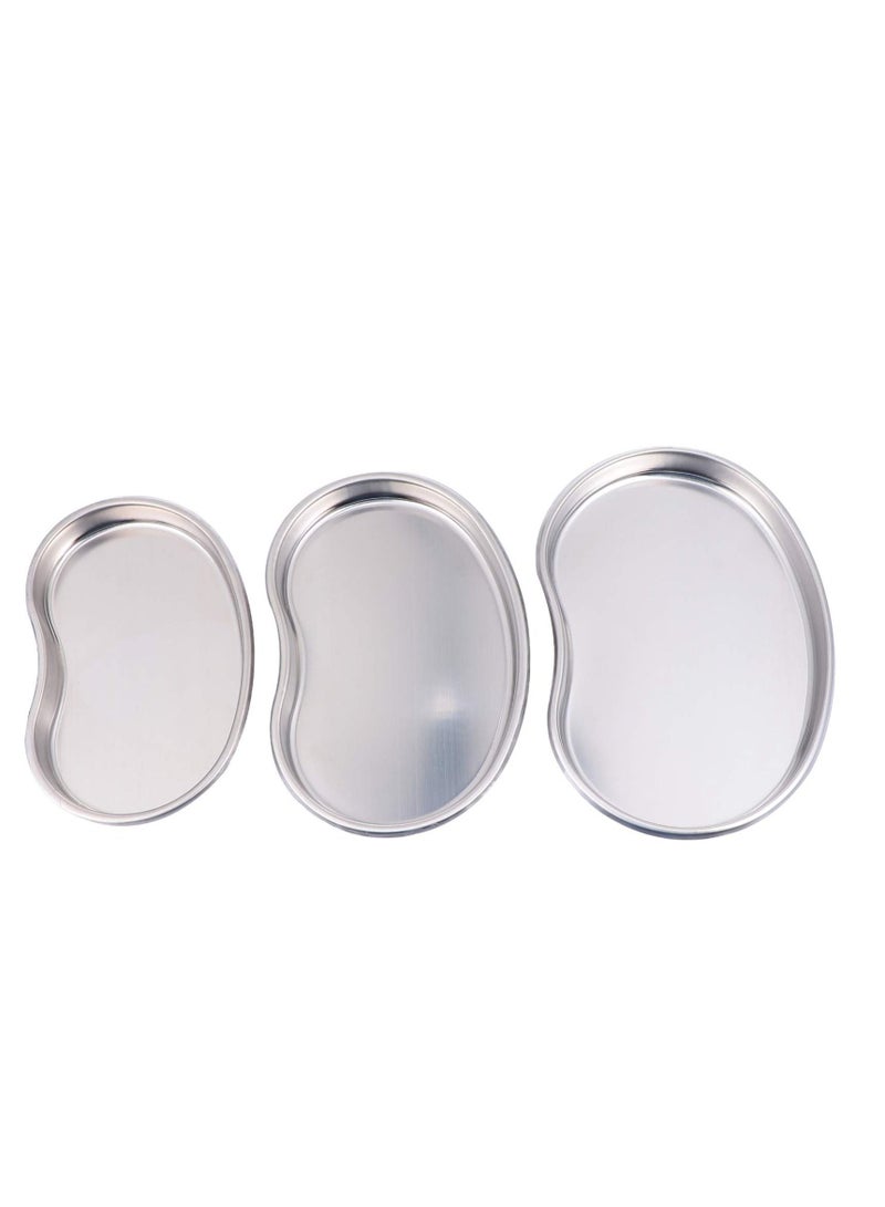 Y&D 3Pcs Kidney Tray Stainless Steel Emesis Basin Shaped Metal Dish Tattoo Flat Plate for Soiled Dressing Waste  - Image 1