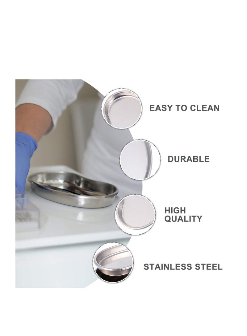 Y&D 3Pcs Kidney Tray Stainless Steel Emesis Basin Shaped Metal Dish Tattoo Flat Plate for Soiled Dressing Waste  - Image 2