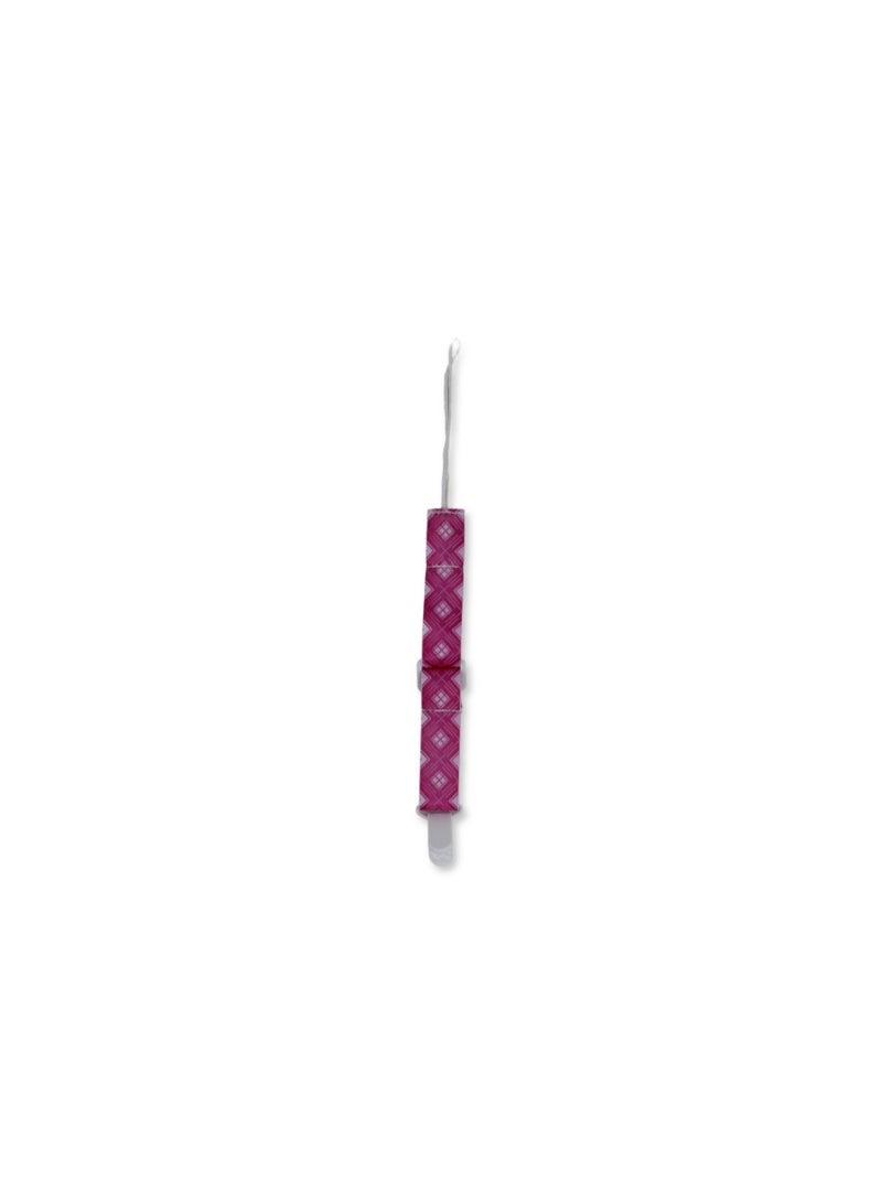 Cotton Soother Clip – Pink Square Pattern - Image 2
