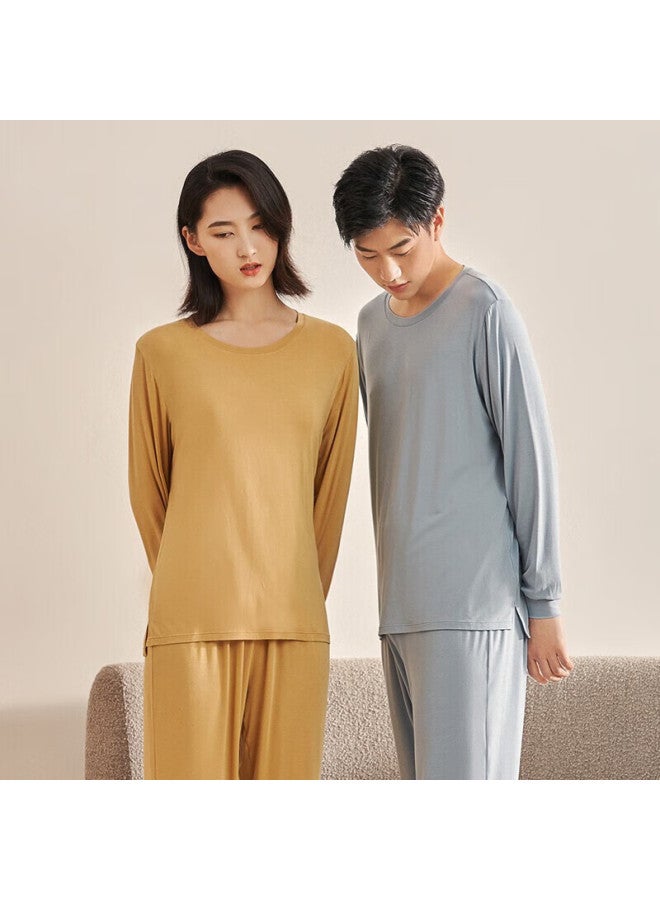 Agentmuse Women's Pajama Set 60s Tencel Modal Long Sleeve Two-piece Drawstring Spring Autumn Couple Casual Homewear - Image 5