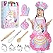 Vanmor Unicorn Kids Cooking and Baking Sets 11Pcs Kids Aprons for Girls Kids Chef Hat and Pink Apron Mitt  Utensil for Toddler Dress Up Chef Costume Birthday Gifts for 3 4 5 6 7 8 Years Old Girls - Image 4