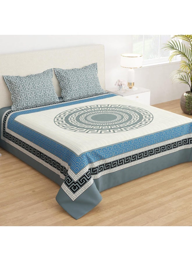 Story@Home 210 TC Jaipuri Print Cotton Feel Double Bedsheet for Bedroom Queen Size with 2 Pillow Cover (225 CMX 250 CM)- Ivory - Image 5