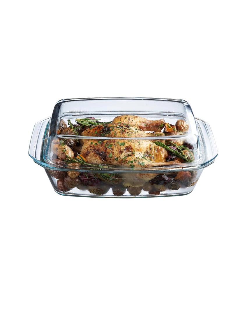Simax Large Glass Casserole Dish, Oven Safe Cookware With Lid, Oblong Covered Glass Dish For Baking, Serving, Cooking, Microwave and Dishwasher Safe Bakeware, 3 Quart Capacity - Image 1