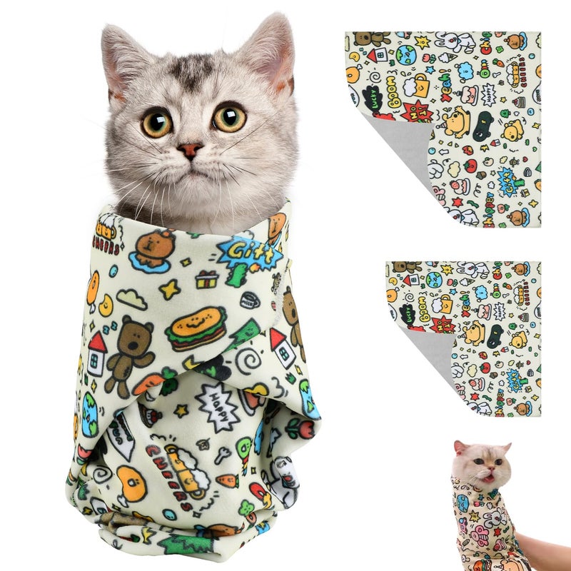 KASTWAVE Cat Grooming Wrap, Fabric Cat Restraint Wrap, Self-Adherent, Anti-Bite, Anti-Scratch, Anti-Escape Calming Wrap for Medicine, Nail Clipping- Multifunctional Pet Tool (L)