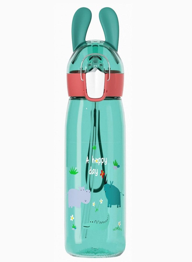 Mayatra's Tritan Plastic Cute Animal Water Bottle with Sipper,BPA Free Sipper Bottle for Kids Anti-Leak Cute Cartoon Design Water Bottle with Straw for Kids Multicolor (550 ML) - Image 1