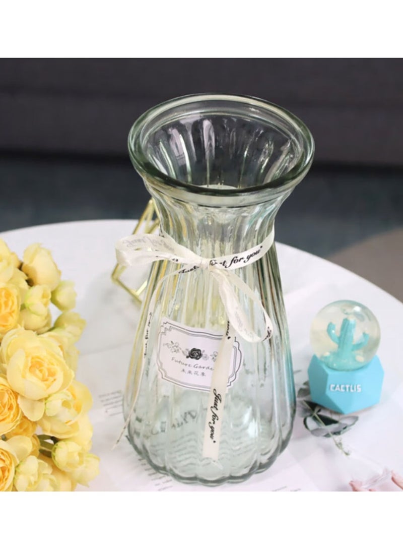 Jingke Glass Vase Simple Desktop Vase Living Room Decoration Ornaments Transparent 22cm - Image 3