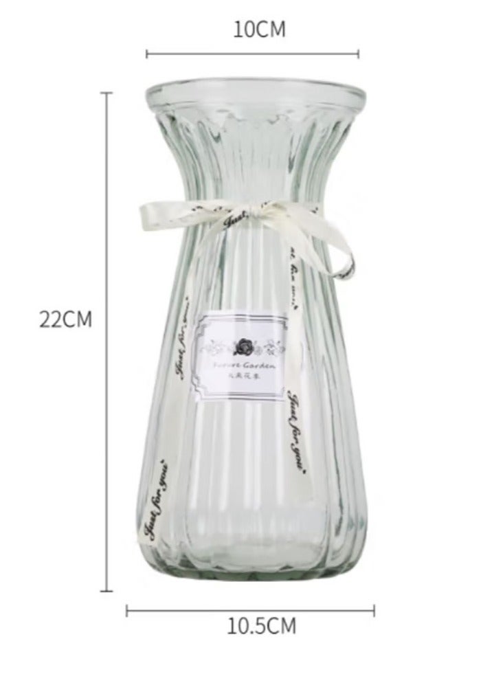 Jingke Glass Vase Simple Desktop Vase Living Room Decoration Ornaments Transparent 22cm - Image 1