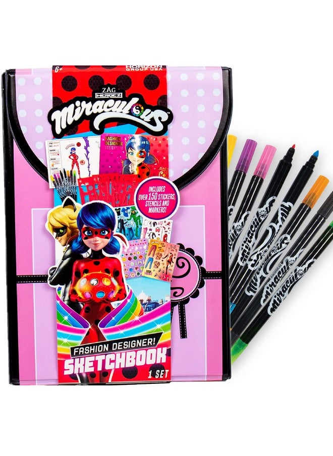 Miraculous Fashion Designer Sketchbook - Superhero Sketchbook For Kids Ages 6 & Up Ladybug Coloring Book  - Image 1