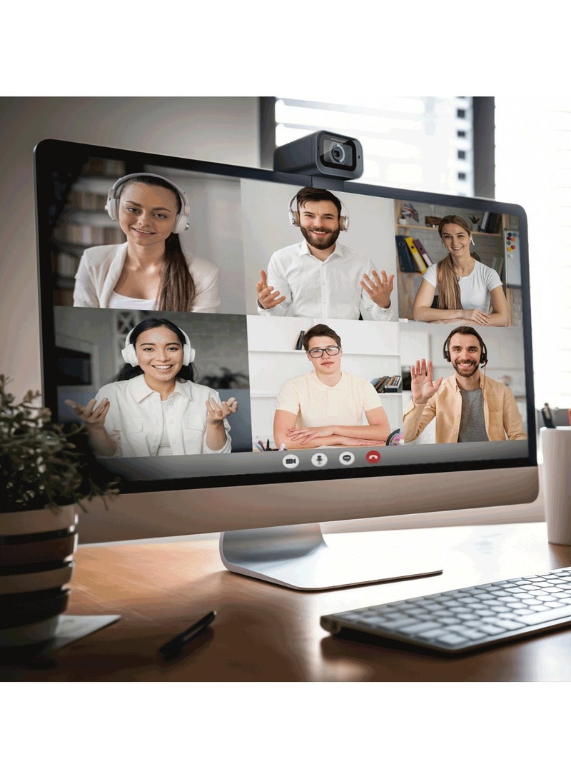 porodo Web Cam 2K 30fps Auto Focus with Built-in Mic and Tripod / High Definition /Windows/Mac/Android/ Touch Mute & Privacy Cover / High-Clarity Vision & Mic / QHD Resolution - Black - Image 5
