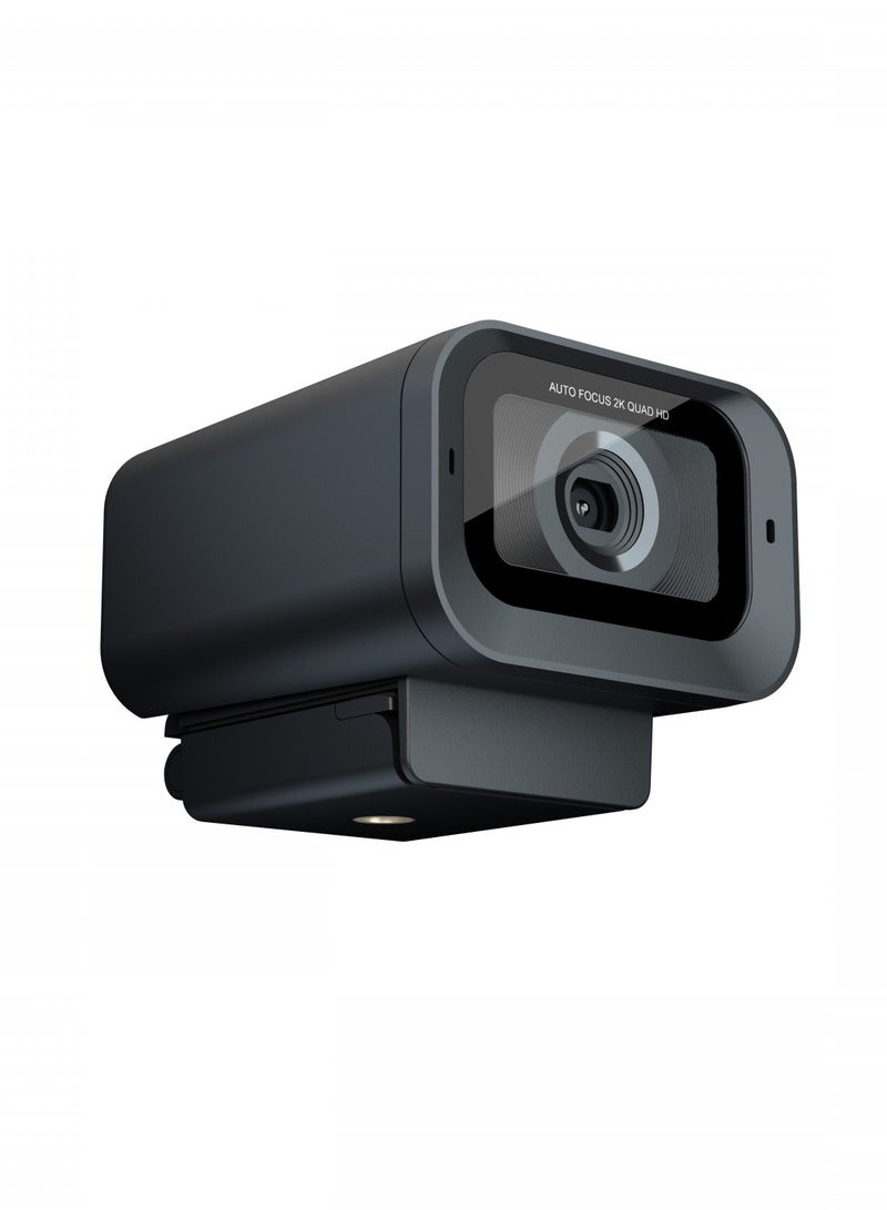 porodo Web Cam 2K 30fps Auto Focus with Built-in Mic and Tripod / High Definition /Windows/Mac/Android/ Touch Mute & Privacy Cover / High-Clarity Vision & Mic / QHD Resolution - Black - Image 2
