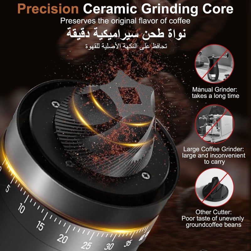 Electric Burr Coffee Grinder - Portable Coffee Grinder with 40 Adjustable Grind Settings - Image 5