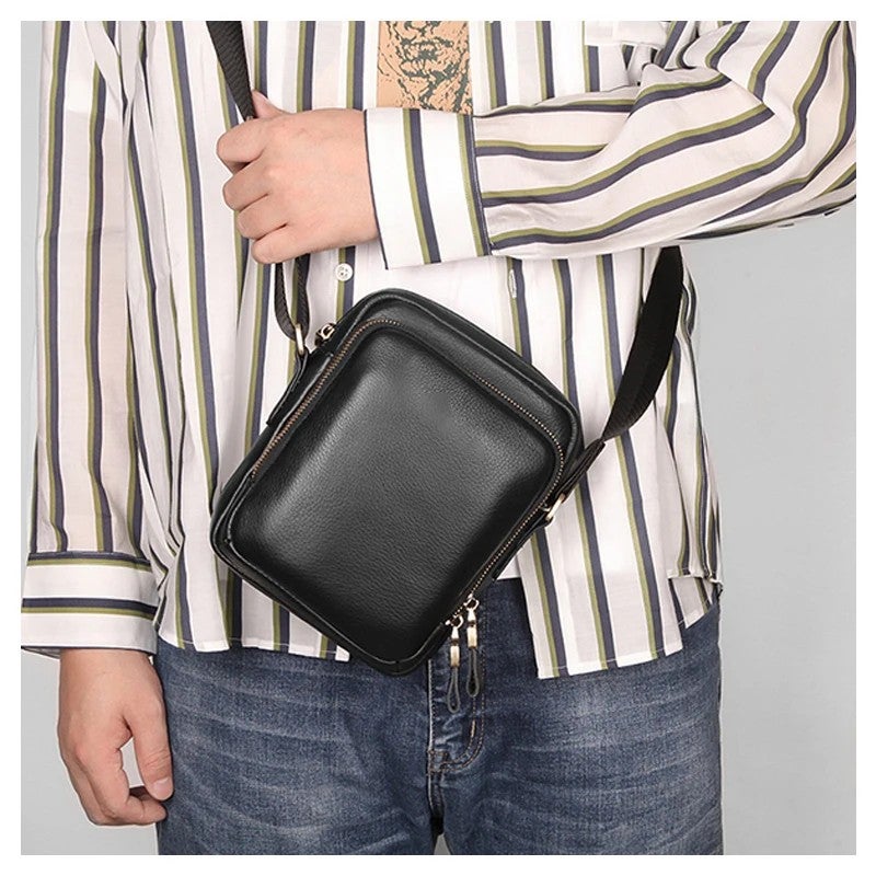 Y&D Vintage Men's Leather Crossbody Bag – Small Business Shoulder Handbag for Office & Work, Stylish Male Messenger Bag - Image 3