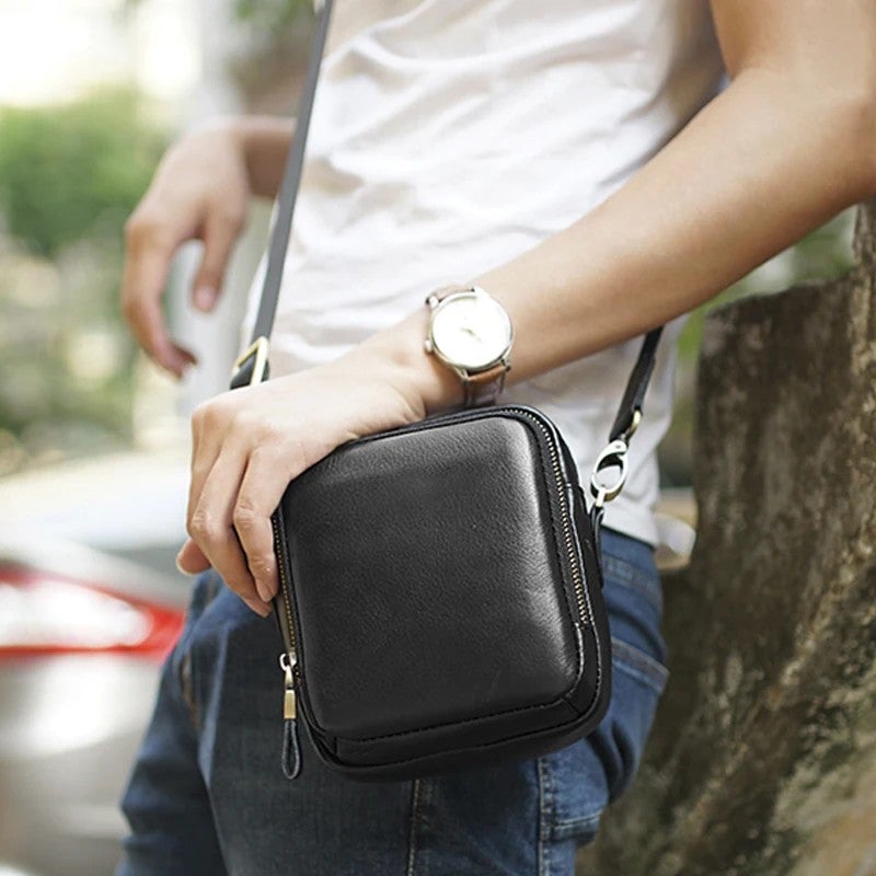 Y&D Vintage Men's Leather Crossbody Bag – Small Business Shoulder Handbag for Office & Work, Stylish Male Messenger Bag - Image 2