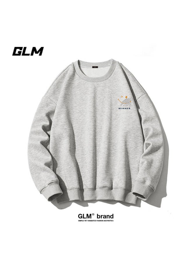 Glm Men's Autumn Round Neck Pullover Loose Trendy Sports All-match Men's Casual Base Shirt - Image 1
