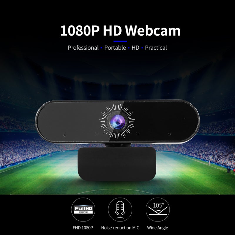 1080P Webcam Fixed Focus Driver-Free - Wide-Angle Shooting Built-In Noise-Reduction Mic Streaming Camera for Video Call Live Streaming Laptop Desktop - Image 2