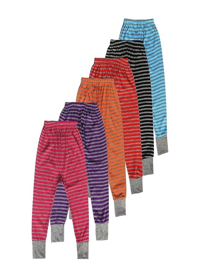 TIXY Baby Boy and Baby Girl Infant & Kids Warm And Cozy Woollen Bottom Pajamas/Pajami for Winter - Available in Thermal, Milanche, and Striped Designs. (Pack of 6) - Image 1