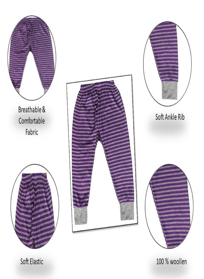 TIXY Baby Boy and Baby Girl Infant & Kids Warm And Cozy Woollen Bottom Pajamas/Pajami for Winter - Available in Thermal, Milanche, and Striped Designs. (Pack of 6) - Image 5