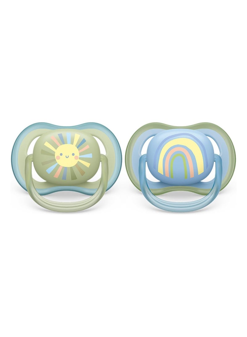 Ultra Air Pacifier Orthodontic & BPA, with Extra Ventilation Holes 0-6Months Pack of 2 Blue with Sterlizier and Carrying Case