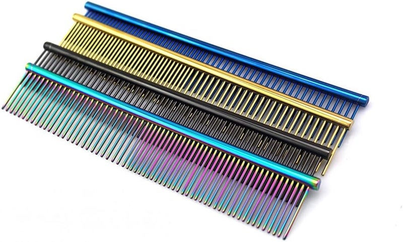 Grtdrm ZoCr Stainless Steel Pet Comb for Dogs Cats, Pet Grooming Comb with Different Spaced Rounded Teeth (Golden) - Image 2