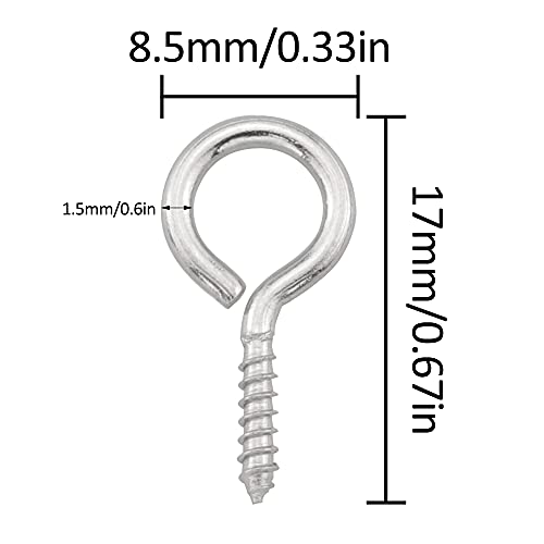 LUORNG 100PCS 0.67 inches Stainless Steel Eye Screws, Heavy Duty Screw, Eye Hooks Screw Eye Bolts Eye Hooks Screw - Image 3